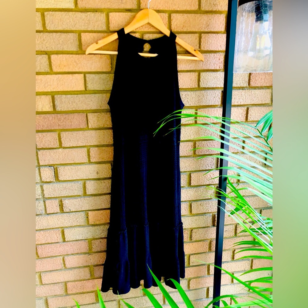 Black crocheted midi dress
